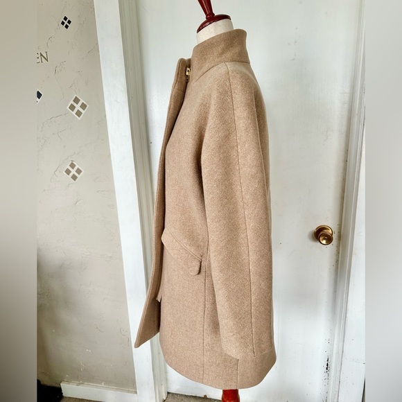 J. Crew Nello Gori Thick Wool Italian Stadium Cloth Tan Longline Cocoon Coat 4P - Picture 4 of 10